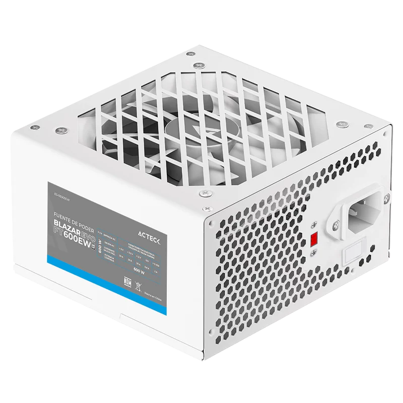 Fuente De Poder Acteck Blazar Evo Ft600ew/ Atx / 600 W / No Modular / Ventilador 120 Mm /  Blanco / Es-05003ew