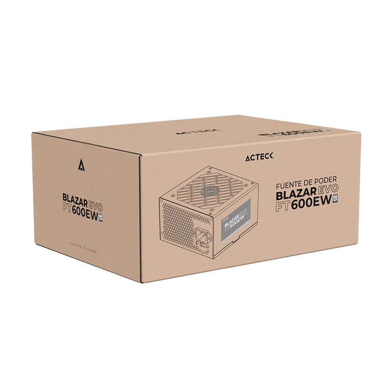 Fuente De Poder Acteck Blazar Evo Ft600ew/ Atx / 600 W / No Modular / Ventilador 120 Mm /  Blanco / Es-05003ew