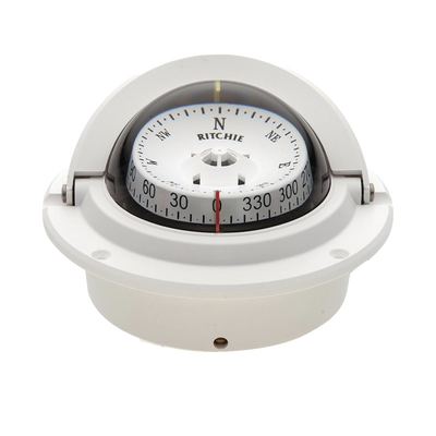 Brújula serie Voyager en color blanco, cuenta con iluminación nocturna color verde.