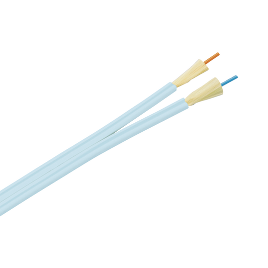 Cable de Fibra Óptica de 2 hilos, Multimodo OM3 50/125 Optimizada, Interior, Tight Buffer 900um, No Conductiva (Dieléctrica), OFNP (Plenum), Precio Por Metro