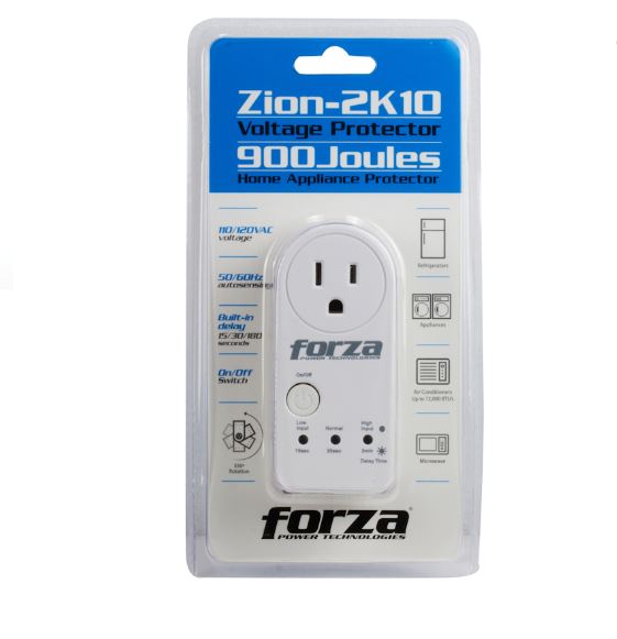 Protector De Voltaje Forza Fvp-1201b Blanco, 900j/1800w, 1 Sld, Giro De 350 Grados, Temporizador-120v