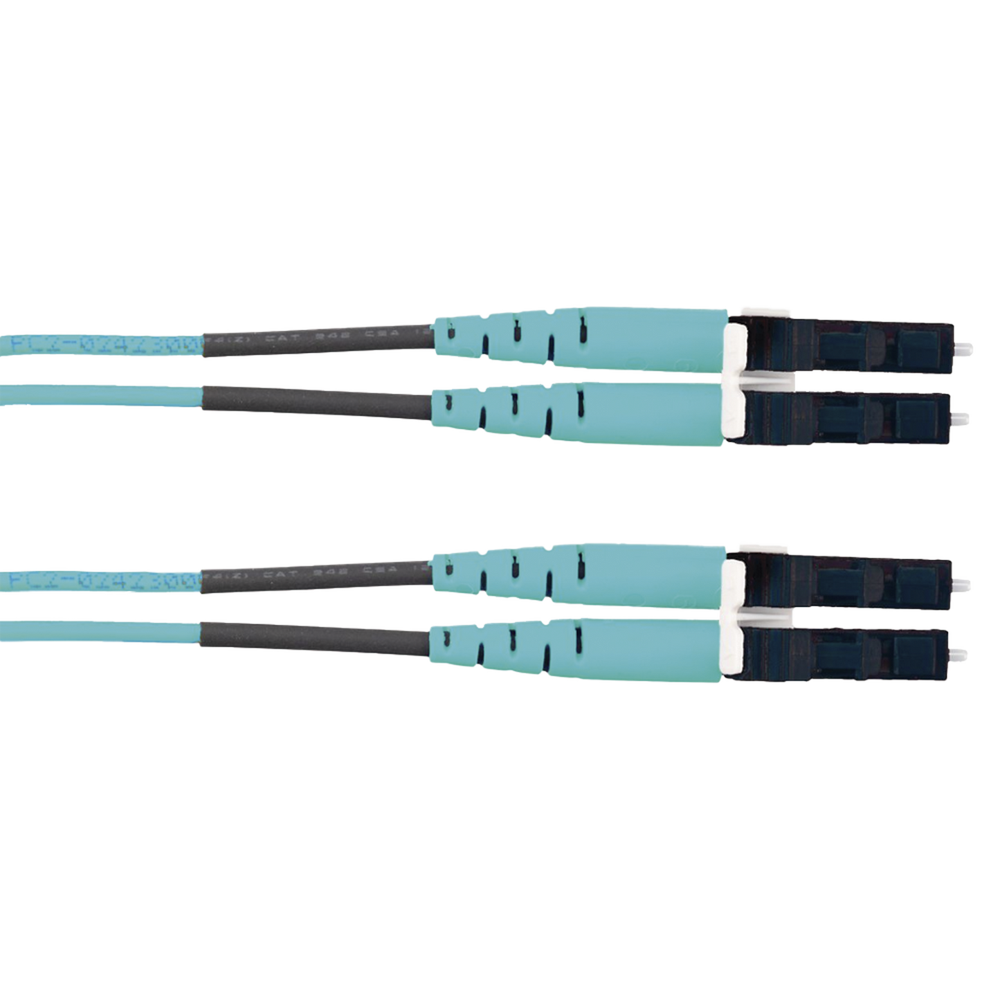 Jumper de Fibra Optica Multimodo 50/125 OM3, LC-LC Duplex, LSZH (Cero Halógenos), Color Aqua, 2 Metros