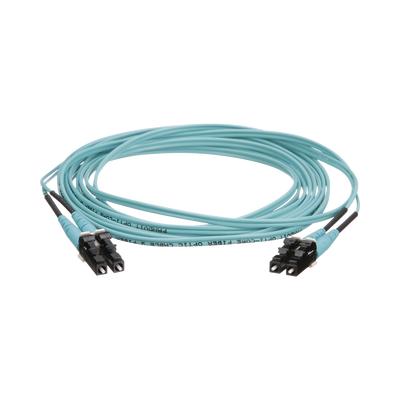 Jumper De Fibra Óptica Multimodo 50/125 Om4, Lc-lc Duplex, Ofnr (riser), Color Aqua, 4 Metros (13.12 Pies)