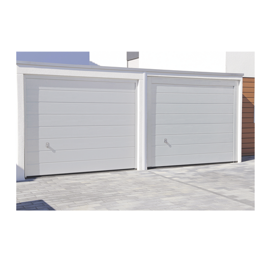 Puerta De Garage De Alta Calidad / Linea Central / Color Blanco 18x7 Pies,  Aislada, Estilo Americana.