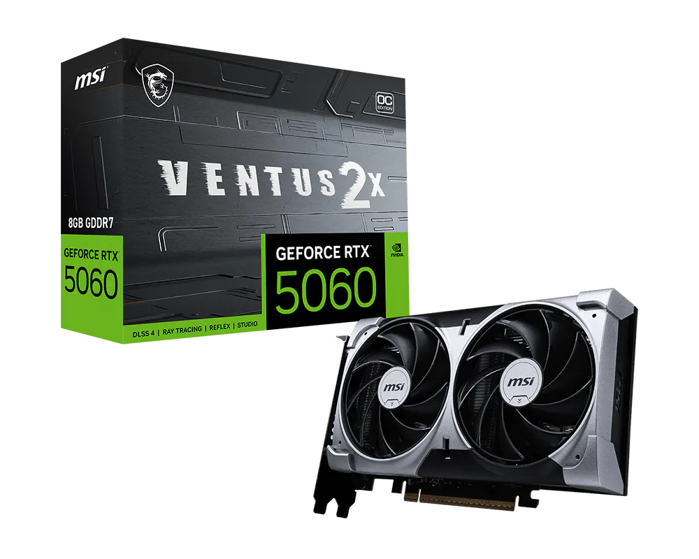 Tarjeta De Video Msi Gefiorce Rtx 5060 8g Ventus 2x Oc White Pcie4 X 8/8gb/gddr6/estandar/1hdmi/1xdp/dl-dvi-d X 1gama Media /gamer