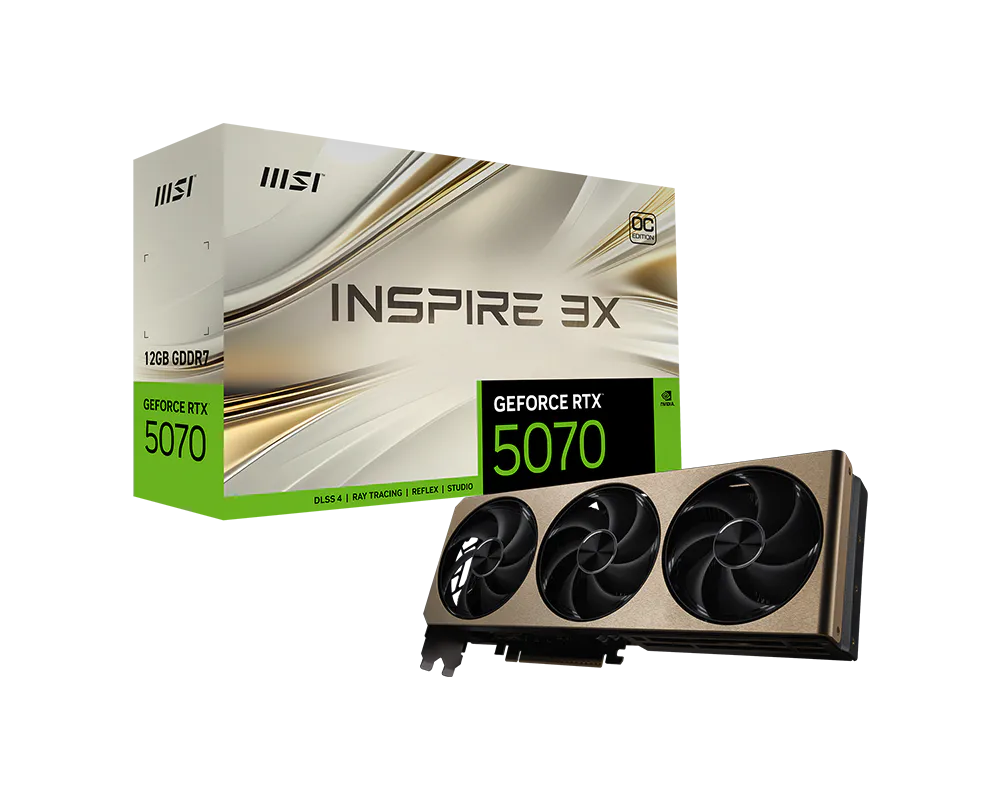 Tarjeta De Video Msi Rtx 5070 12g Inspire 3x Oc Pcie 4 X 8/12gb/gddr6/estandar/2hdmi/1xdp/dl-dvi-d X 1gama Media /gamer