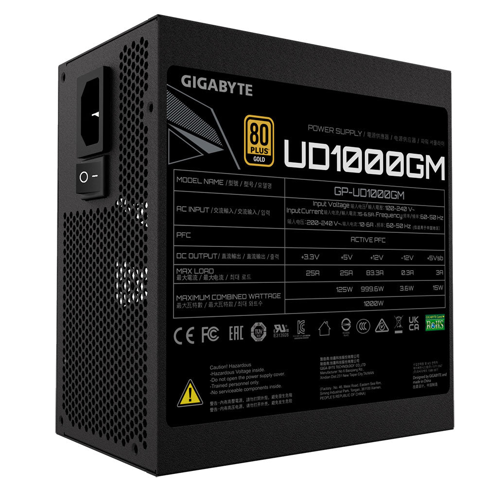 Fuente De Poder Gigabyte1000w/80 Plus Gold /negro/atx/modular