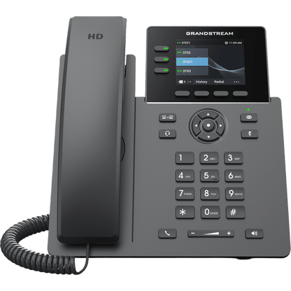 Teléfono IP Grado Operador / 3 Líneas / 12 Botones Virtuales Multiuso / Pantalla LCD 2.8 Pulgadas / Puertos Gigabit con PoE / Audio HD / Compatible con GDMS
