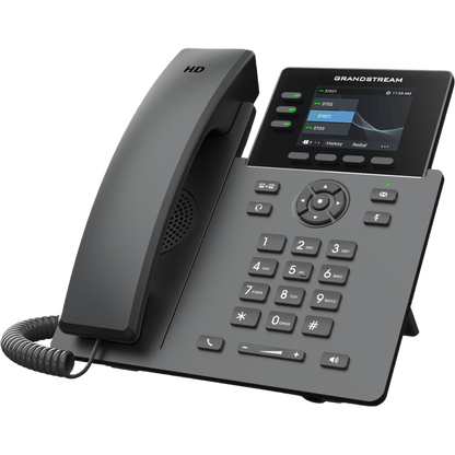 Teléfono IP Grado Operador / 3 Líneas / 12 Botones Virtuales Multiuso / Pantalla LCD 2.8 Pulgadas / Puertos Gigabit con PoE / Audio HD / Compatible con GDMS