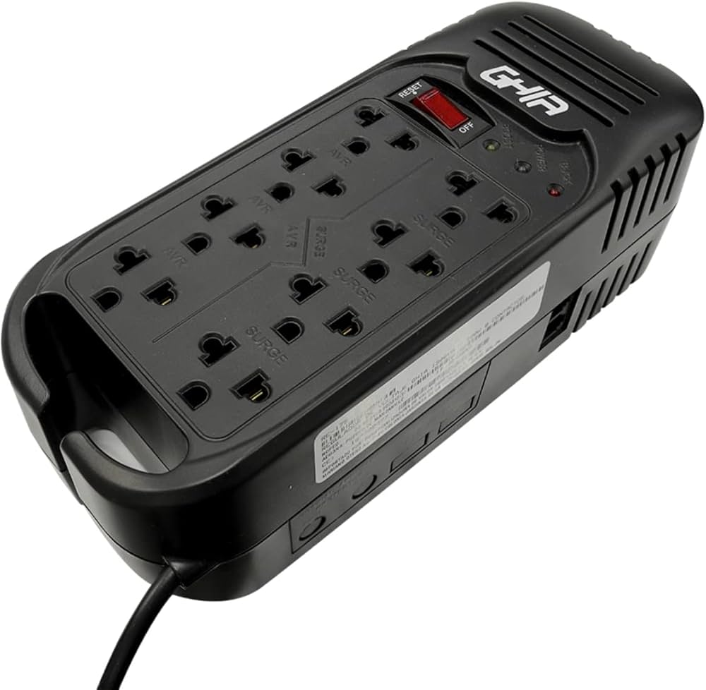 Regulador De Voltaje Ghia 1300va / 600w 8 Contactos.