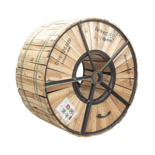 Carrete de 4 km de Fibra Óptica para Exterior G.652D, Armada, Monomodo de 12 Hilos, Loose Tube, Color Negro, Para Instalación en Ducto Subterráneo o Enterrado Directo