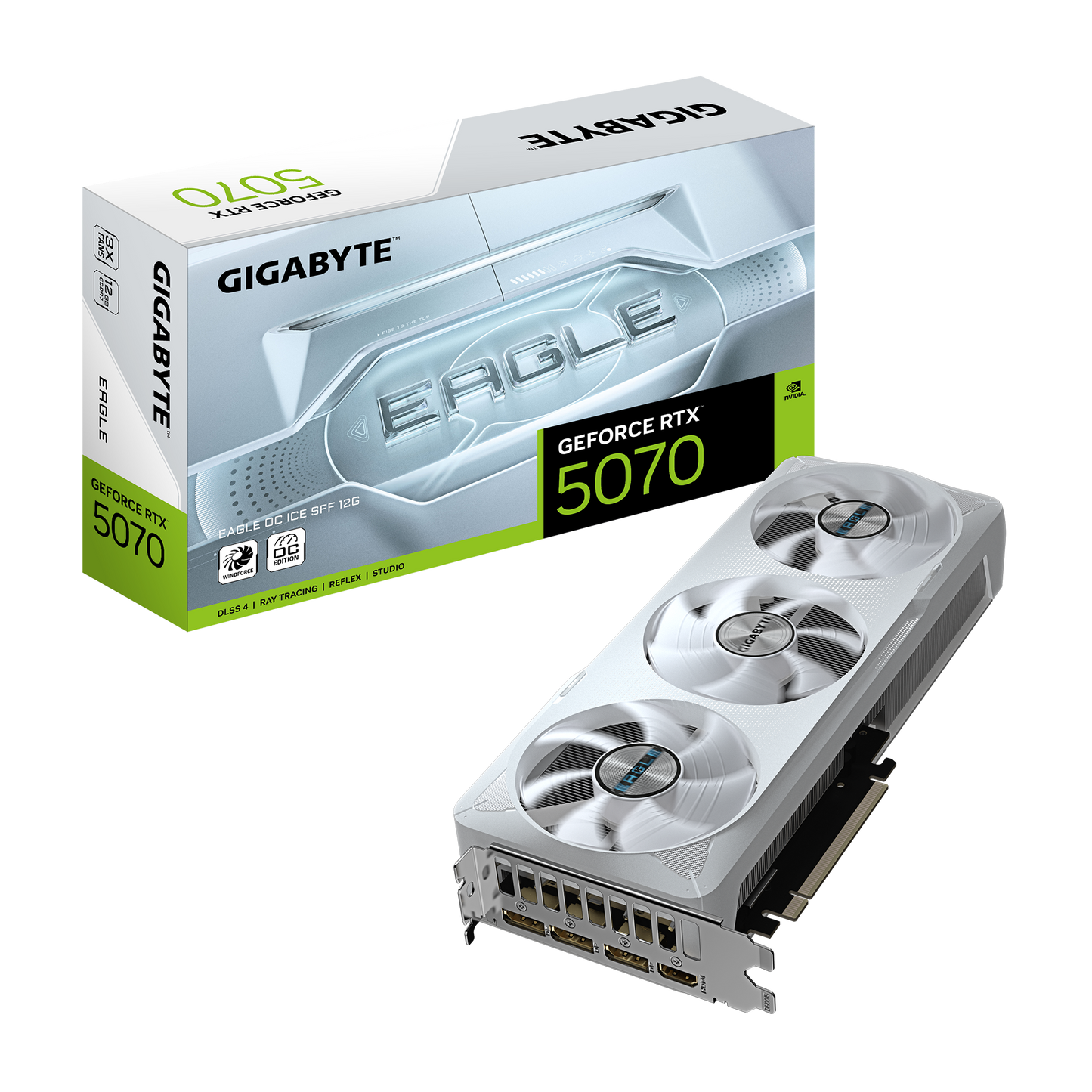 Tarjeta De Video Gigabyte Gv-n5070eagleoc Ice-12gd / Rtx 5070 / Gddr7 12 Gb / Dp 2.1 / Hdmi 2.1 / Color Blanco
