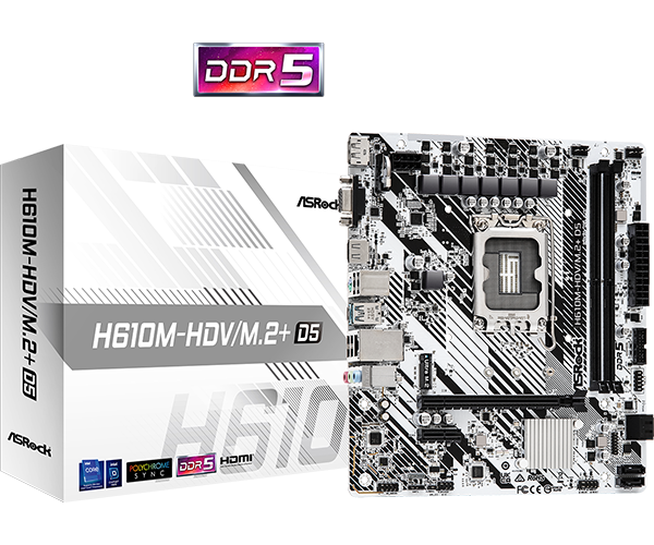 Mb Asrock H610 / Ddr5 / X1 Ps2 / X1 Vga / X1 Hdmi / X1 Dp / X1 Usb 3.2 / X1 Usb 3.2 Tipo C / X4 Usb 2.0 / X1 Lan 1 Gbe / Socket 1700