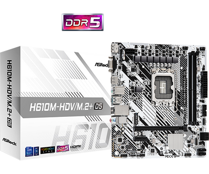Mb Asrock H610 / Ddr5 / X1 Ps2 / X1 Vga / X1 Hdmi / X1 Dp / X1 Usb 3.2 / X1 Usb 3.2 Tipo C / X4 Usb 2.0 / X1 Lan 1 Gbe / Socket 1700