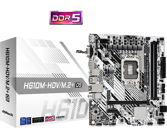 Mb Asrock H610 / Ddr5 / X1 Ps2 / X1 Vga / X1 Hdmi / X1 Dp / X1 Usb 3.2 / X1 Usb 3.2 Tipo C / X4 Usb 2.0 / X1 Lan 1 Gbe / Socket 1700