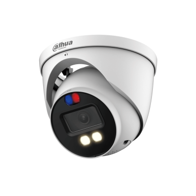 Camara Analoga/ Dahua/ Hac-me1239hn-a-pv/ Domo Tioc De 2 Mp/ Disuasion Activa Luz Roja Y Azul/ Lente De 3.6 Mm/ Super Adapt/ Microfono/ 40 Mts De Iluminacion (ir Y Calida)/ Metalica/ Ip67