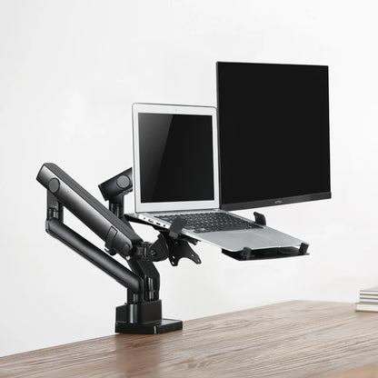 Soporte Acteck Enforce Motion Sm636 / Para Monitor 17-32 Pulg Y Laptop 10-15.6 Pulg / Rotacion Ajustable / Vesa 75-100mm / Adaptador De Escritorio / Max 8 Kg Por Brazo / Negro / Ac-939645