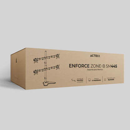 Soporte Acteck Enforce Zone-b Sm445 / Para Escritorio / 4 Monitores / 17-32 Pulg / Max 9 Kg Por Brazo / Vesa 75-100 Mm / Organizador De Cables / Negro / Ac-939669