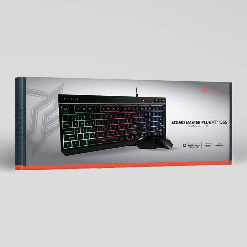 Kit Gamer Balam Rush Squad Master Plus Ktm555 / Teclado Y Mouse / Alambrico Multimedia / Ergonomico / Win -mac -ios -android / Retroiluminado / 115 Teclas / 7200 Dpi / 6 Botones Scroll / Br-936286