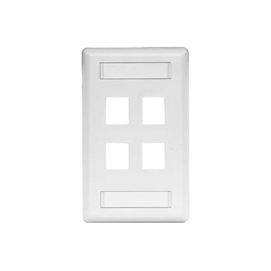 Placa Frontal para 4 Puertos Teléfono/Datos/Multimedia/ Color Blanco.