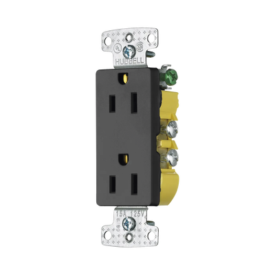 Contacto Duplex Decorador 15a 125v / 2 Polos 3 Hilos/ Nema5-15r / Color Negro.