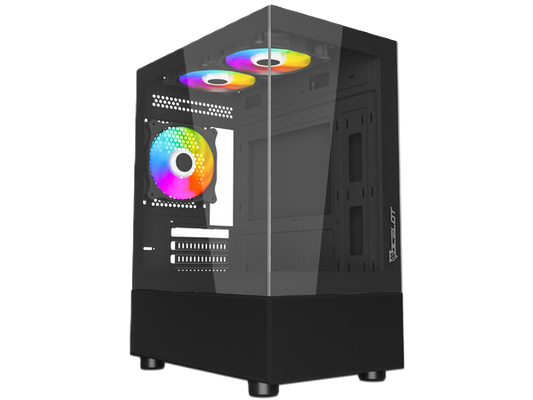 Gabinete Ocelot Gaming Glass En6 / Mini Tower / M-atx, Itx / Panel Lateral Y Frontal De Cristal Templado/ Incluye 3 Ventiladores / Enfriamiento Liquido Hasta 240mm / Gpu Hasta 315mm / Color Negro
