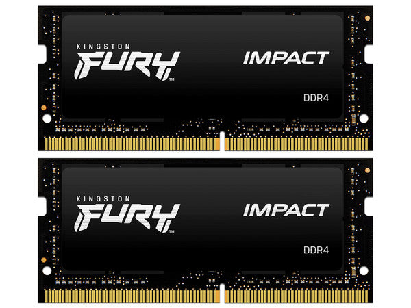 Memoria Ram Kingston Sodimm Ddr4 16gb (2x8gb) 3200mt/s Fury Impact Black Cl20 260pin 1.2v C/difusor De Calor P/laptop (kit 2) (kf432s20ibk2/16)