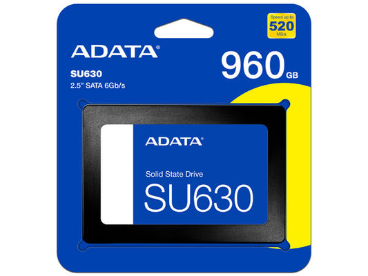Unidad De Estado Solido Ssd Interno Adata Su630 960gb 2.5 Sata3 Lect. 520 Escrit. 450 Mbs 7mm Pc Laptop Minipc Sin Bracket 3dnand (asu630ss-960gq-r)