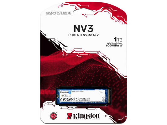 Unidad De Estado Solido Kingston Interno Snv3s Nv3 1tb M.2 2280 Nvme Pcie Gen 4x4 Lect.6000/escrit.4000 Mb/s Pc/laptop/mini Pc Snv3s/1000g