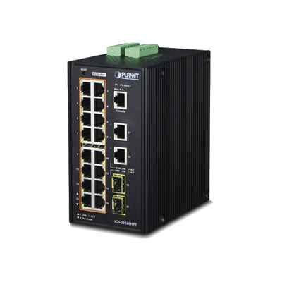Switch Industrial Administrable 16 Puertos 10/100/1000 T 802.3at Poe + 2 Puertos 10/100/1000 T + 2 Puertos 100/1000 X Sfp