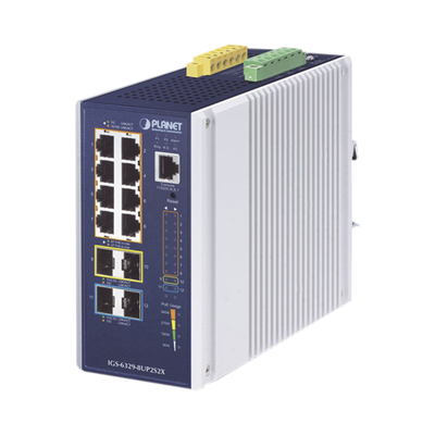 Switch Industrial Administrable Capa 3, Con 8 Puertos Poe Gigabit 802.3bt, 2 Puertos Sfp De 1 G / 2.5 G, 2 Puertos Sfp 10 G