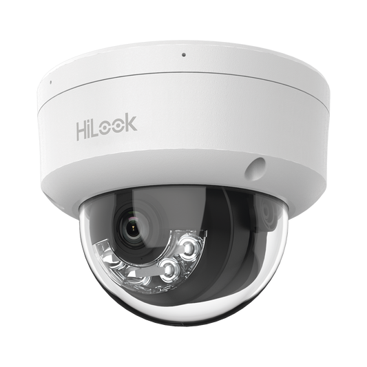 [Dual Light] Domo IP de 2 Megapixel (1080p) / Lente 2.8 mm /  Ángulo de visión 101° / 20 mts IR + 15 mts Luz Blanca / Micrófono Integrado / ACUSENSE Lite /  PoE / dWDR / H.265+ / ONVIF