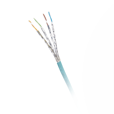 Bobina De Cable Blindado S/ftp Categoría 6a, Uso Industrial Con Resistencia Al Aceite, Rayos Uv Y Abrasión, Multifilar (flexible), Color Azul Cerceta, Bobina De 500m