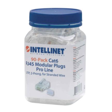 Plug Rj45,intellinet,790611, Cat 6 Utp Multifilar Pro 90 Pzas