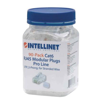 Plug Rj45,intellinet,790611, Cat 6 Utp Multifilar Pro 90 Pzas