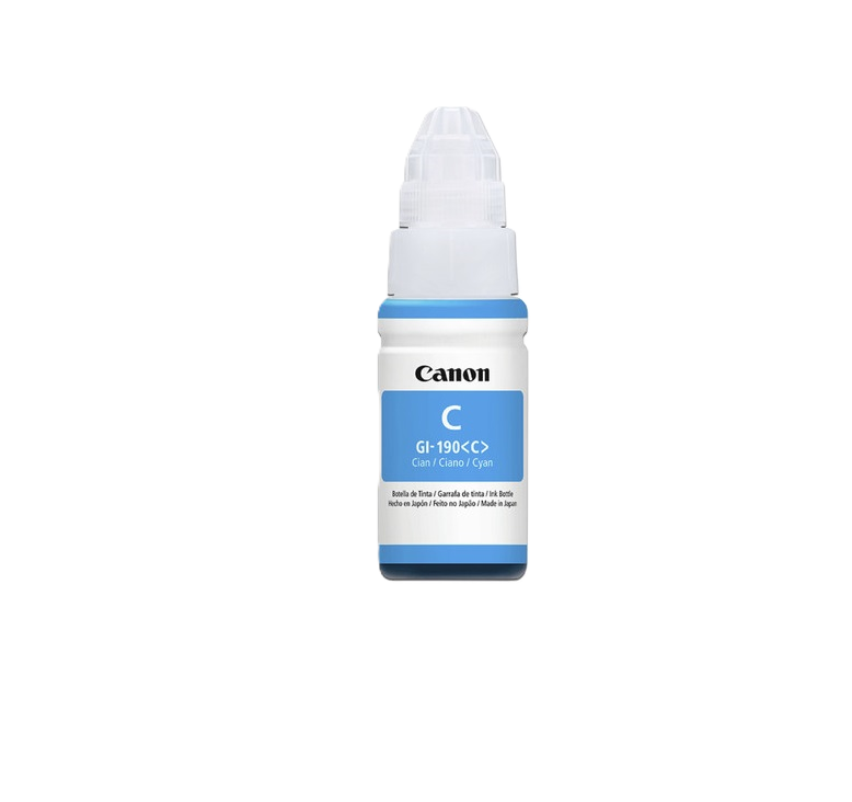 Botella De Tinta Canon Gi-190 Cyan,rendimiento 7,000 Paginas,compatible G1100,g2100,g3100,g4100