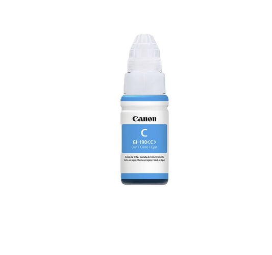Botella De Tinta Canon Gi-190 Cyan,rendimiento 7,000 Paginas,compatible G1100,g2100,g3100,g4100