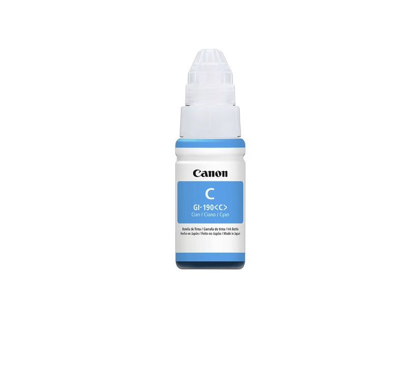 Botella De Tinta Canon Gi-190 Cyan,rendimiento 7,000 Paginas,compatible G1100,g2100,g3100,g4100