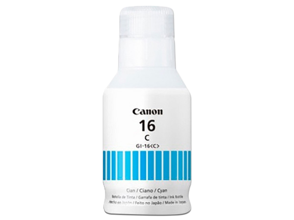 Botella De Tinta Canon Gi-16 Cyan,rendimiento 9,000 Paginas,compatible Maxify Gx7010,maxify Gx6010,maxify Gx5010