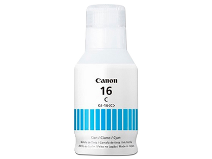 Botella De Tinta Canon Gi-16 Cyan,rendimiento 9,000 Paginas,compatible Maxify Gx7010,maxify Gx6010,maxify Gx5010