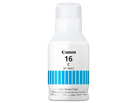 Botella De Tinta Canon Gi-16 Cyan,rendimiento 9,000 Paginas,compatible Maxify Gx7010,maxify Gx6010,maxify Gx5010