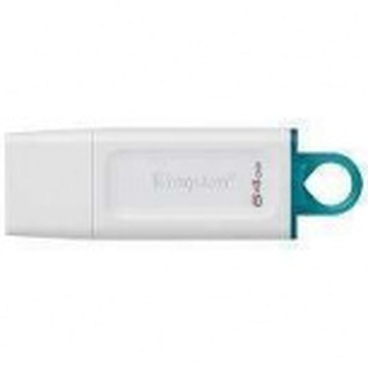 Memoria Flash Usb Kingston Data Traveler Exodia 64gb Gen 1 3.2 Tipo A Blanco C/anillo Azul Kc-u2g64-5r