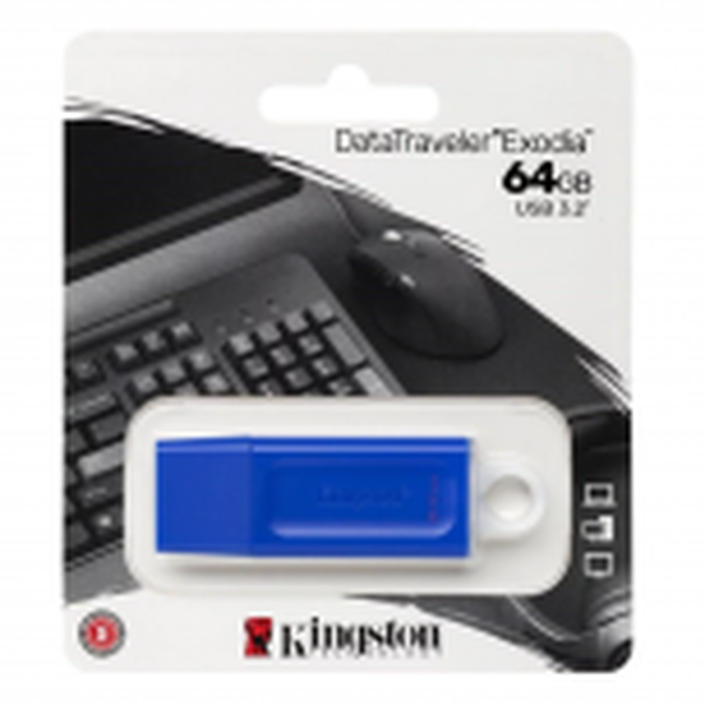 Memoria Flash Usb Kingston Data Traveler Exodia 64gb Gen 1 3.2 Tipo A Azul Kc-u2g64-7gb