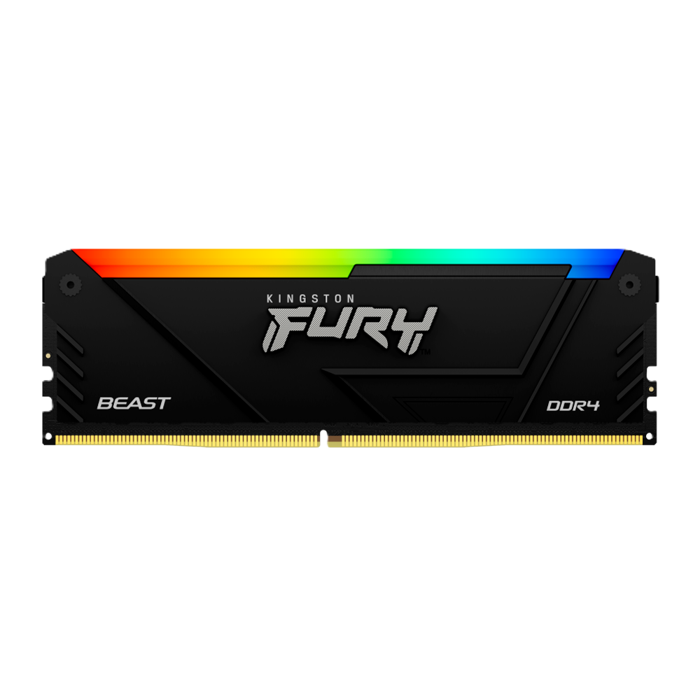 Memoria Ram Kingston Dimm Ddr4 32gb 3200mt/s Fury Beast Black Xmp Rgb Cl16 288pin 1.35v C/disipador De Calor P/pc/gamer/alto Rendimiento Kf432c16bb2a/32