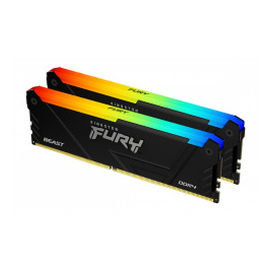Memoria Ram Kingston Dimm Ddr4 16gb 2x8gb 3200mt/s Fury Beast Black Rgb Xmp Cl16 288pin 1.35v C/disipador De Calor P/pc/gamer/alto Rendimiento Kit 2 Kf432c16bb2ak2/16