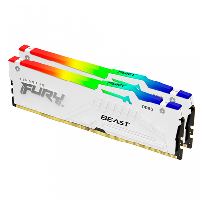 Memoria Ram Kingston Dimm Ddr5 32gb 2x16gb 6000mt/s Fury Beast White Expo Rgb Cl30 288pin 1.4v C/disipador De Calor P/pc/gamer/alto Rendimiento Kit 2 Kf560c30bweak2-32
