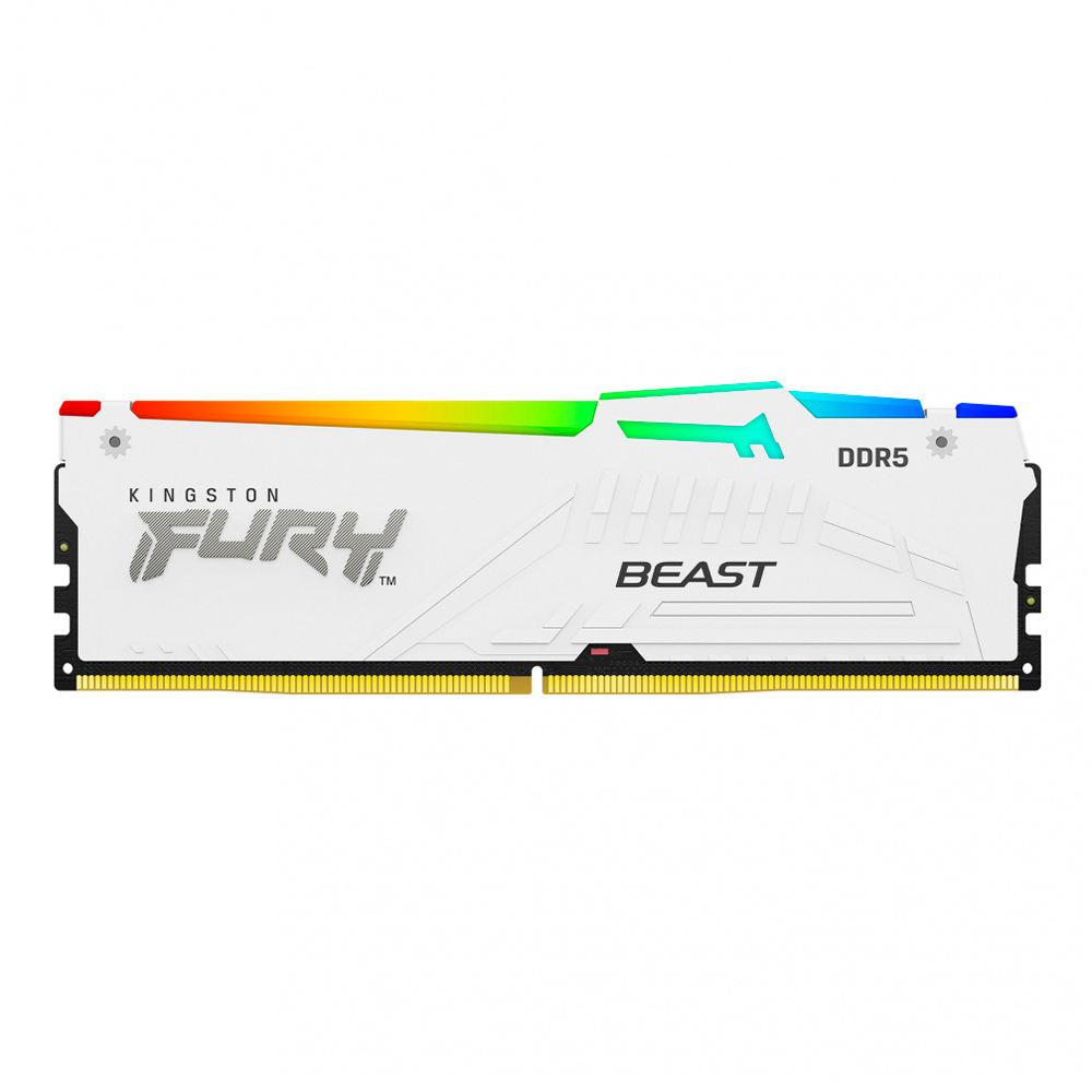 Memoria Ram Kingston Dimm Ddr5 32gb 2x16gb 6000mt/s Fury Beast White Expo Rgb Cl30 288pin 1.4v C/disipador De Calor P/pc/gamer/alto Rendimiento Kit 2 Kf560c30bweak2-32