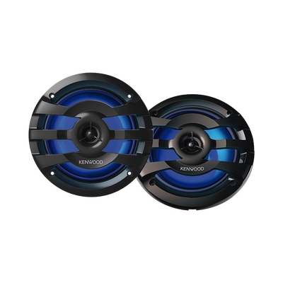 Par de altavoces fabricados en grado marinos en rejilla color negro de 6.5" con iluminación led,  potencia máxima de 260 W