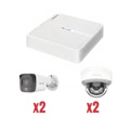 Kit IP 1080p (2 Megapixel) / NVR de 4 Canales con 4 Puertos PoE / 2 Cámaras IP Bala para Exterior / 2 Cámaras IP Domo para Exterior