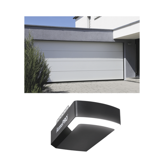 KIT COMPLETO Puerta GARAGE129 / Lisa Linea Central / Color blanco / Insulada / Incluye Motor FS1000APPRT / 1/2HP / Fuerte/Silencioso/Luz LED/Motor DC .